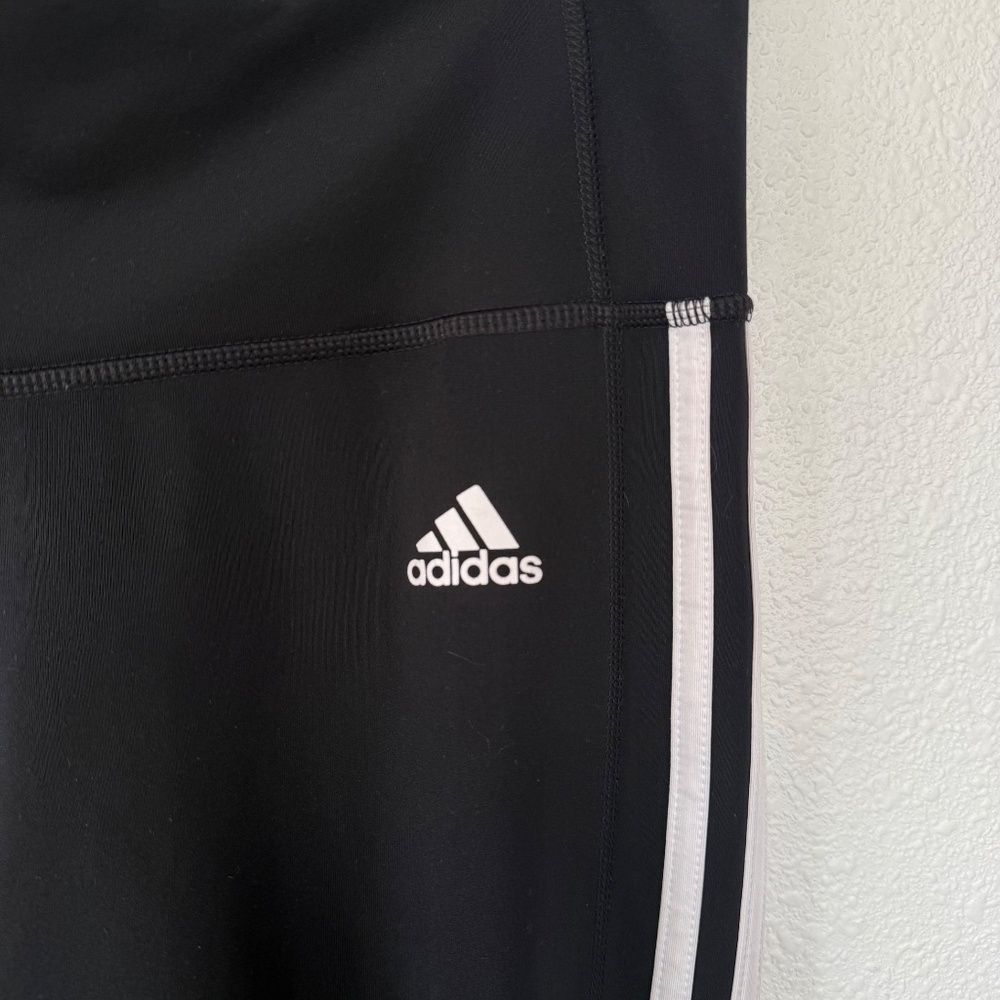 Adidas Women’s Pull On Classic Black+White Leggings Athletic Joggers size Large - Picture 5 of 7